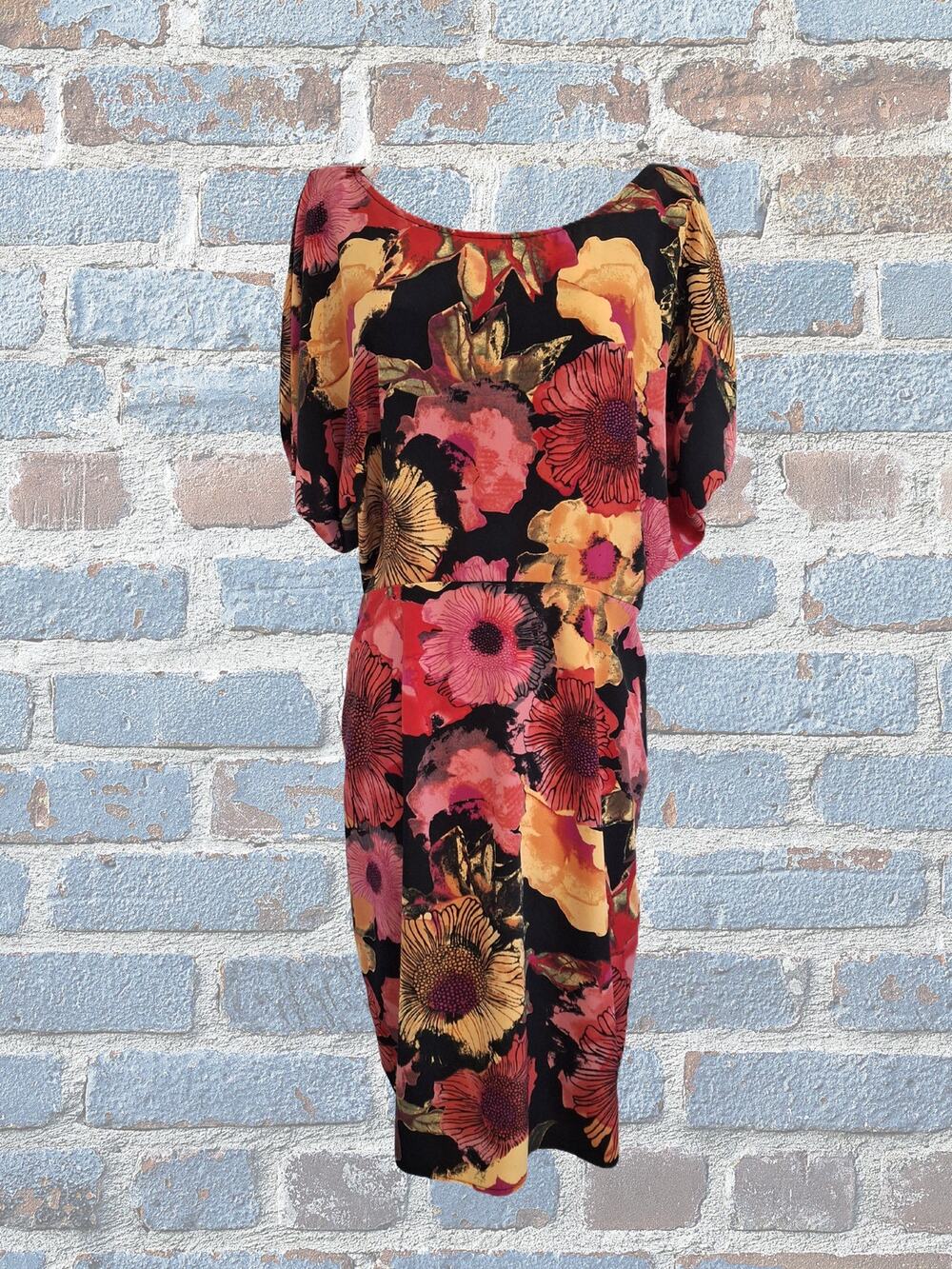Jonathan Martin Boho Floral Dress with Split Dolman Sleeves Size 12